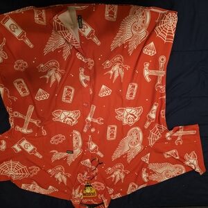 DIXXON Red Graphic Casual Button Down Shirt